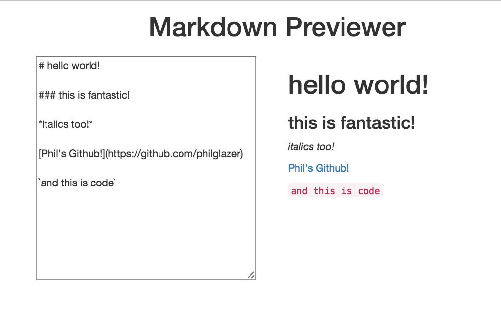 jQuery Markdown Previewer